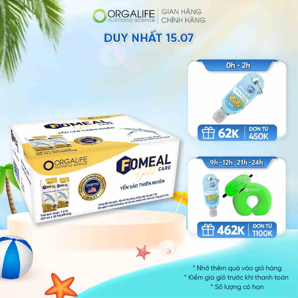 Thùng 30 hộp Fomeal Care Gold Yến Sào Thiên Nhiên 250ml/hộp - Súp uống tăng cường sức khỏe toàn diện, chắc khỏe xương