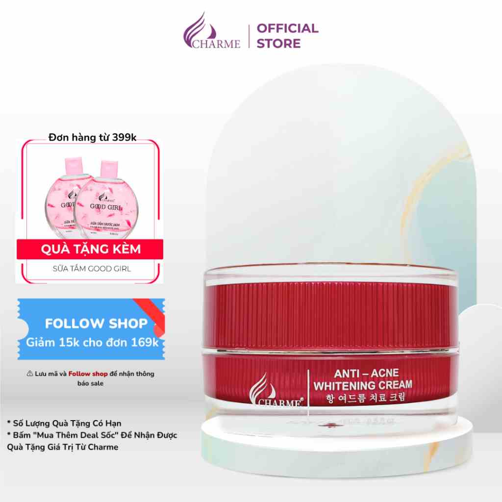 Kem thông đỏ, Charme anti acne, ngừa mụn, sáng da, không gây kích ứng, phù hợp cho mọi loại da, 15g