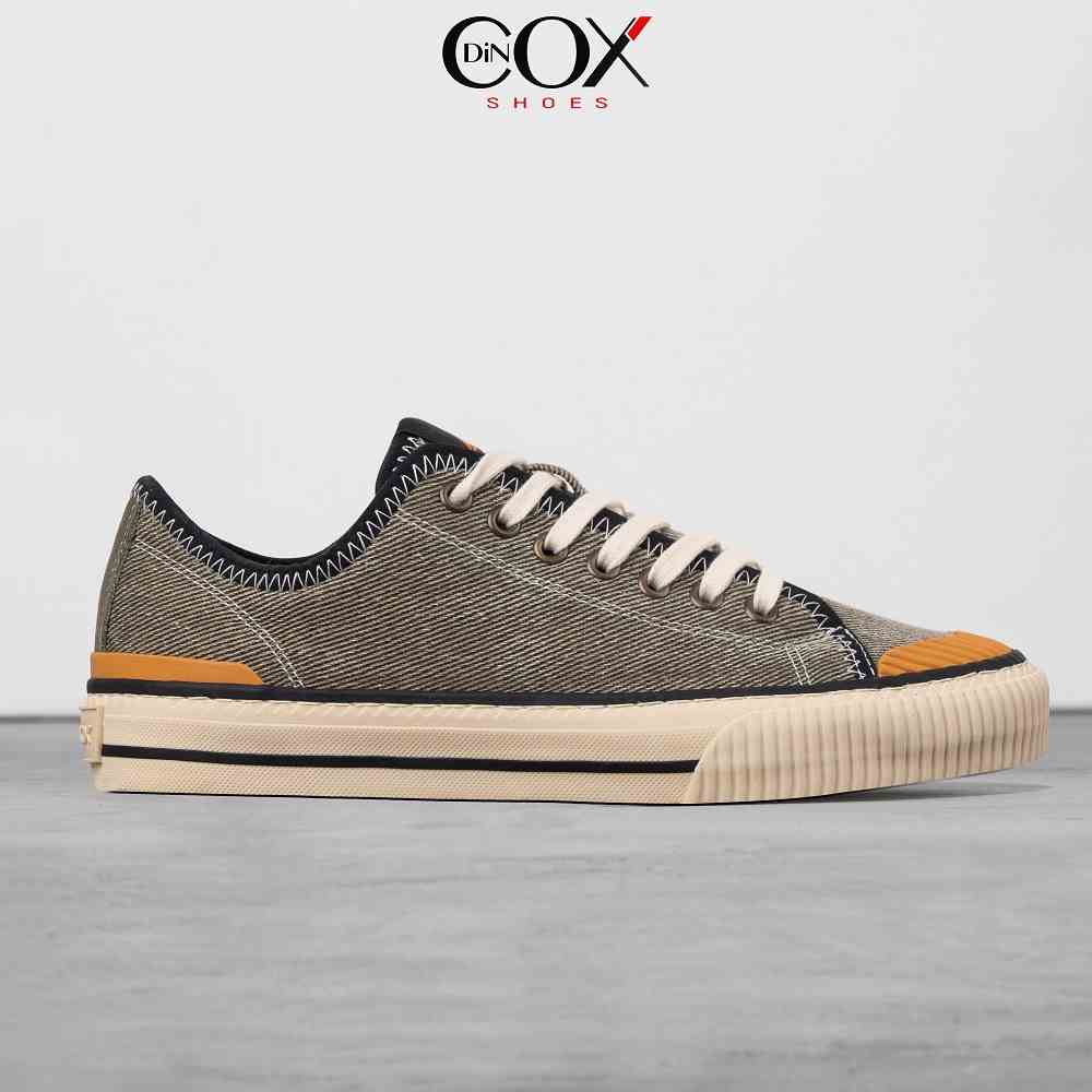 [Mã BMLTA35 giảm đến 35K đơn 99K] Giày Sneaker Vải Nam DINCOX D21 Ấn Tượng Kaki Wash Canvas Jean