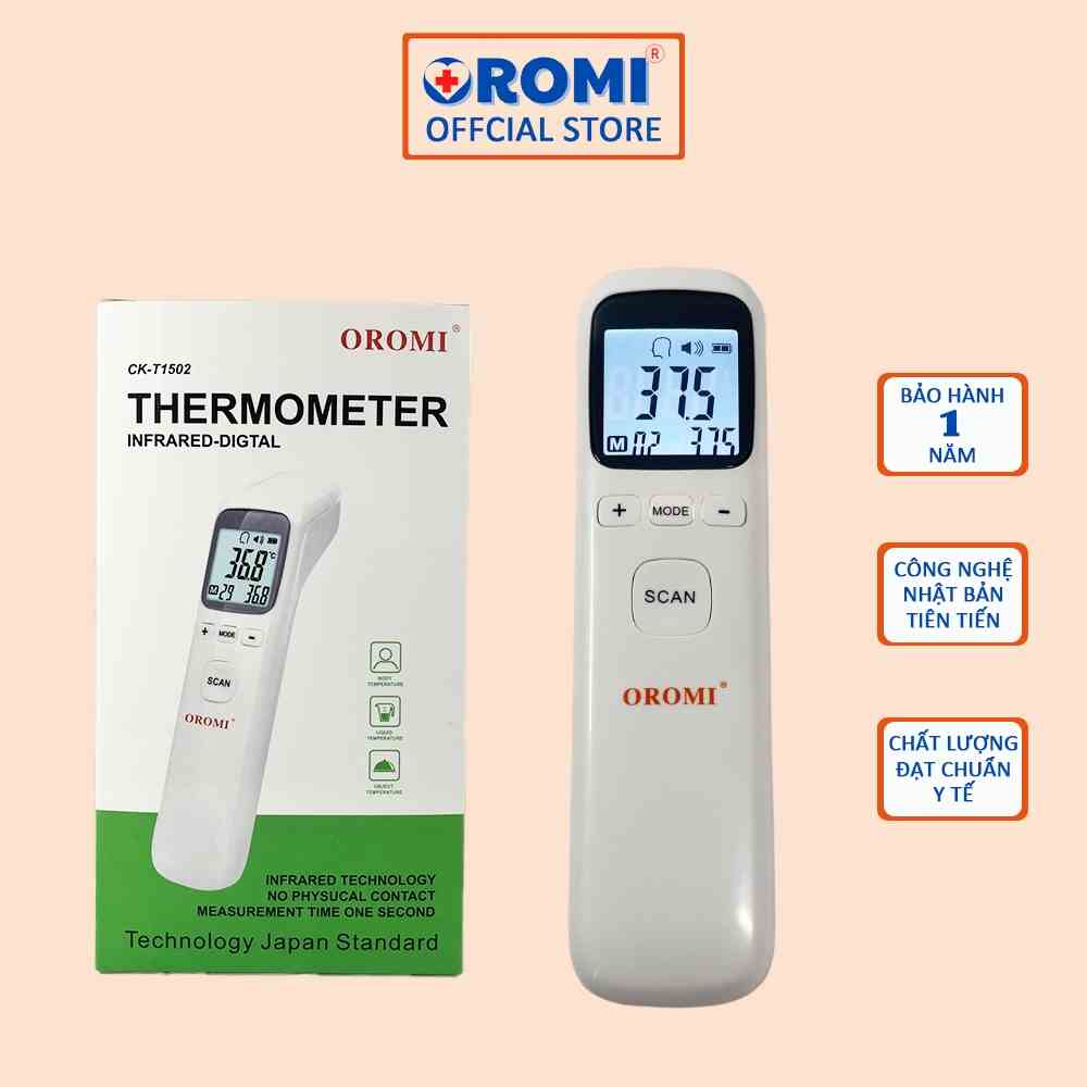 [Mã BMLTB35 giảm đến 35K đơn 99K] Nhiệt kế điện tử hồng ngoại OROMI CK-T1502 - Bảo hành chính hãng