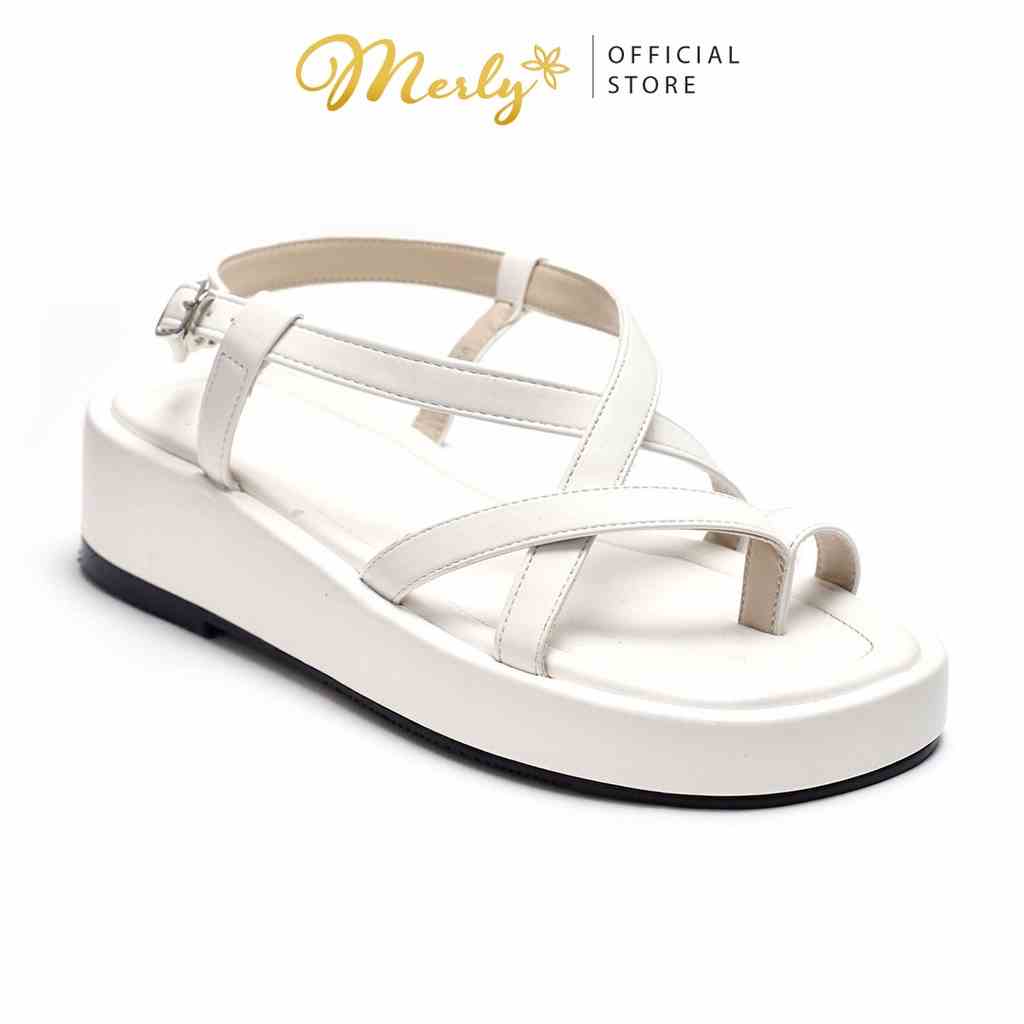 Giày sandal nữ đế bánh mì quai dây mãnh Merly 1468, Giày sandals nữ