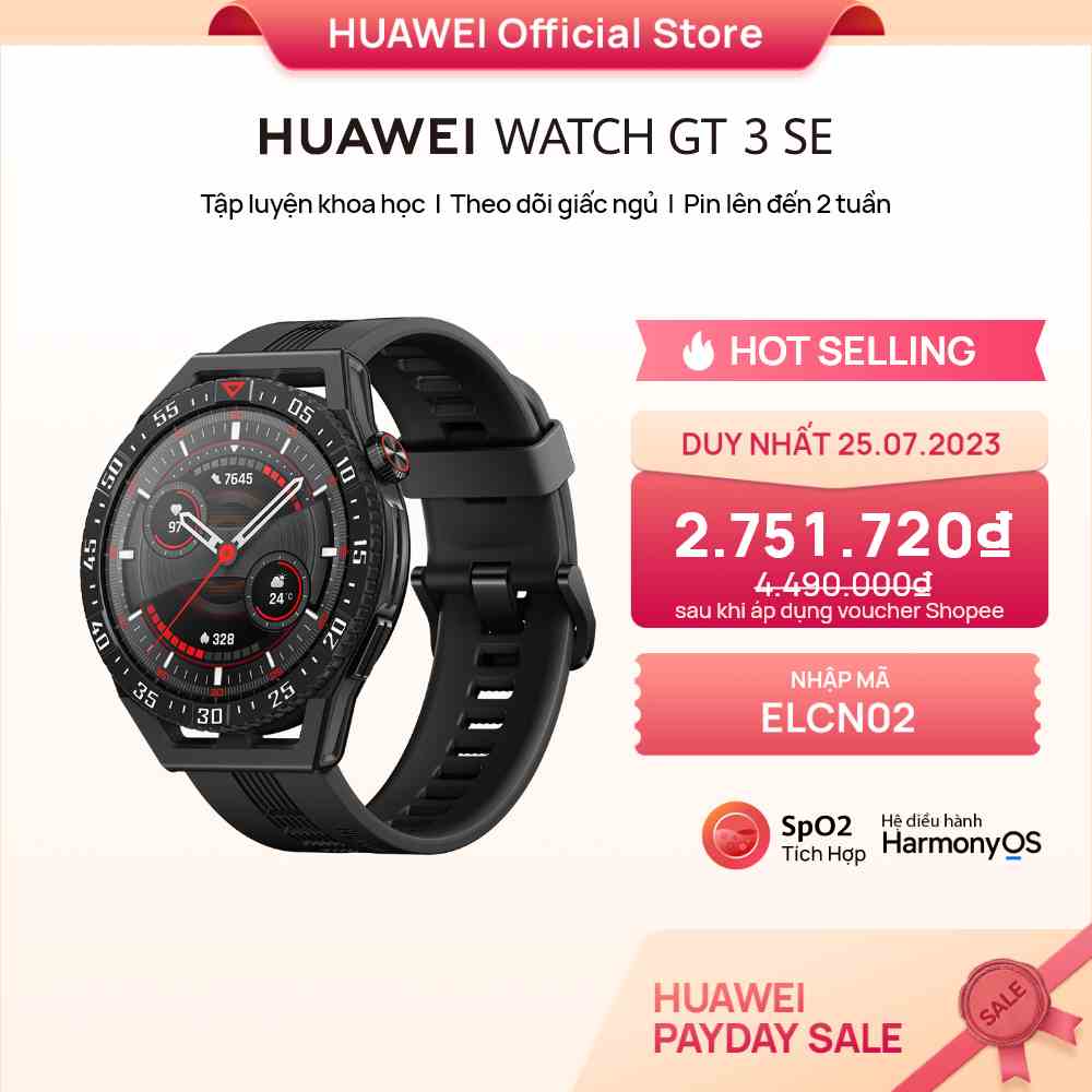 [Mã ELCN02 giảm 500K đơn 300K] Đồng hồ thông minh HUAWEI WATCH GT 3 SE | Tập luyện khoa học | Theo dõi giấc ngủ |