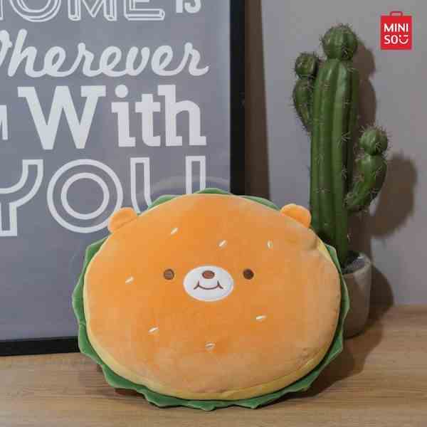 MINISO thú bông hamburger nhồi bông gối tựa lưng bánh hamburger đồ chơi