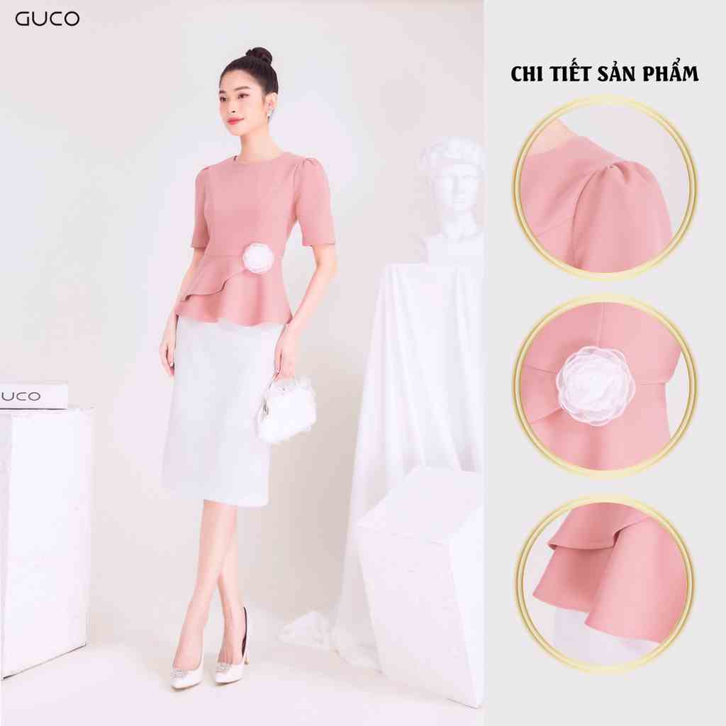 [Mã BMLTB200 giảm đến 100K đơn 499K] Áo kiểu peplum kết hoa A263 GUCO Hồng