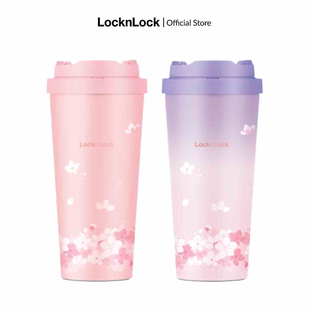 Bình giữ nhiệt Lock&Lock Energetic one-touch tumbler 550ml LHC3249 (phiên bản Peach Blossom)