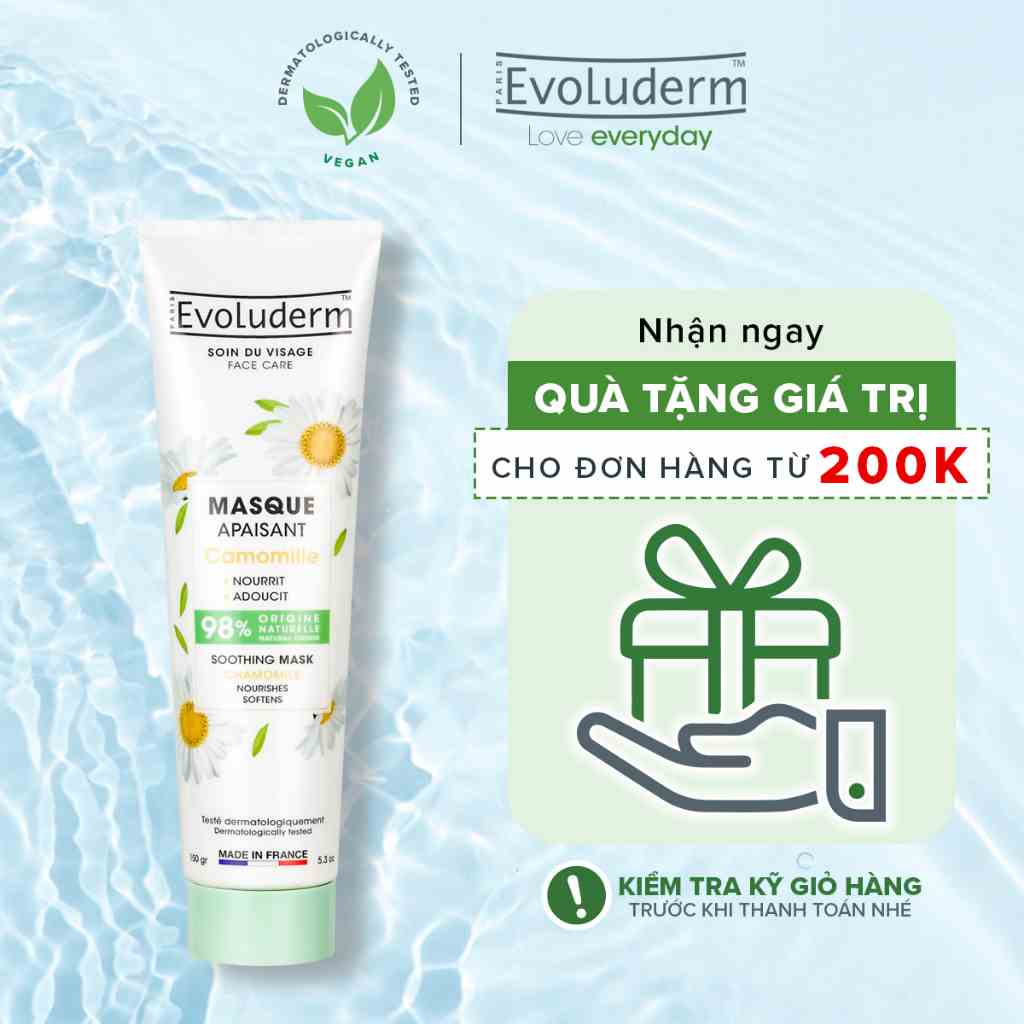 Mặt nạ Evoluderm tinh chất Hoa Cúc Chamomile làm dịu da 150ml