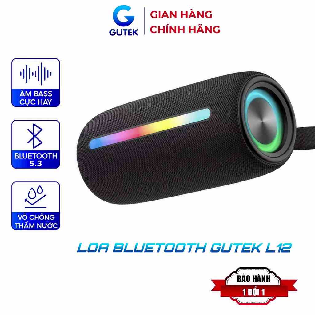 Loa Bluetooth không dây Gutek L12 nghe nhạc siêu bass âm thanh HIFI hỗ trợ USB thẻ nhớ TF cổng 3.5mm