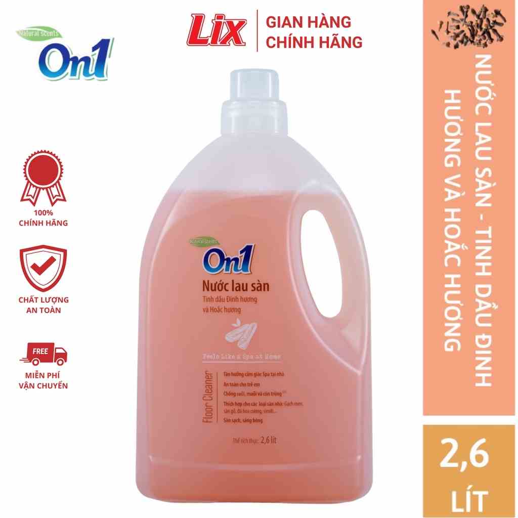 Nước lau sàn On1 tinh dầu Đinh hương & Hoắc Hương thơm lâu dung tích 2,6L LH202 - Sàn sạch, sáng bóng