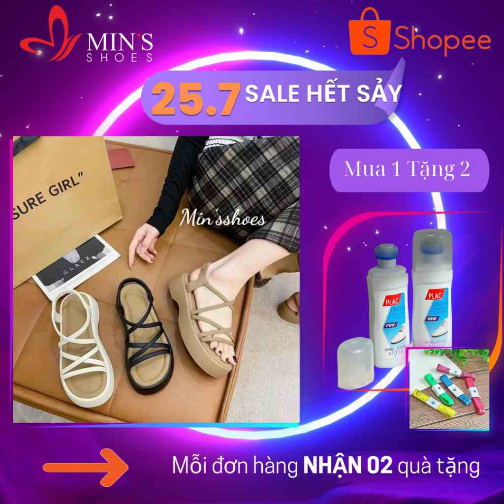 (DUY NHẤT 25/07 - MUA 1 TẶNG 2) Mins Shoes - S532 Dép Sandal Dây Form Rộng Nên Đi Lùi Size