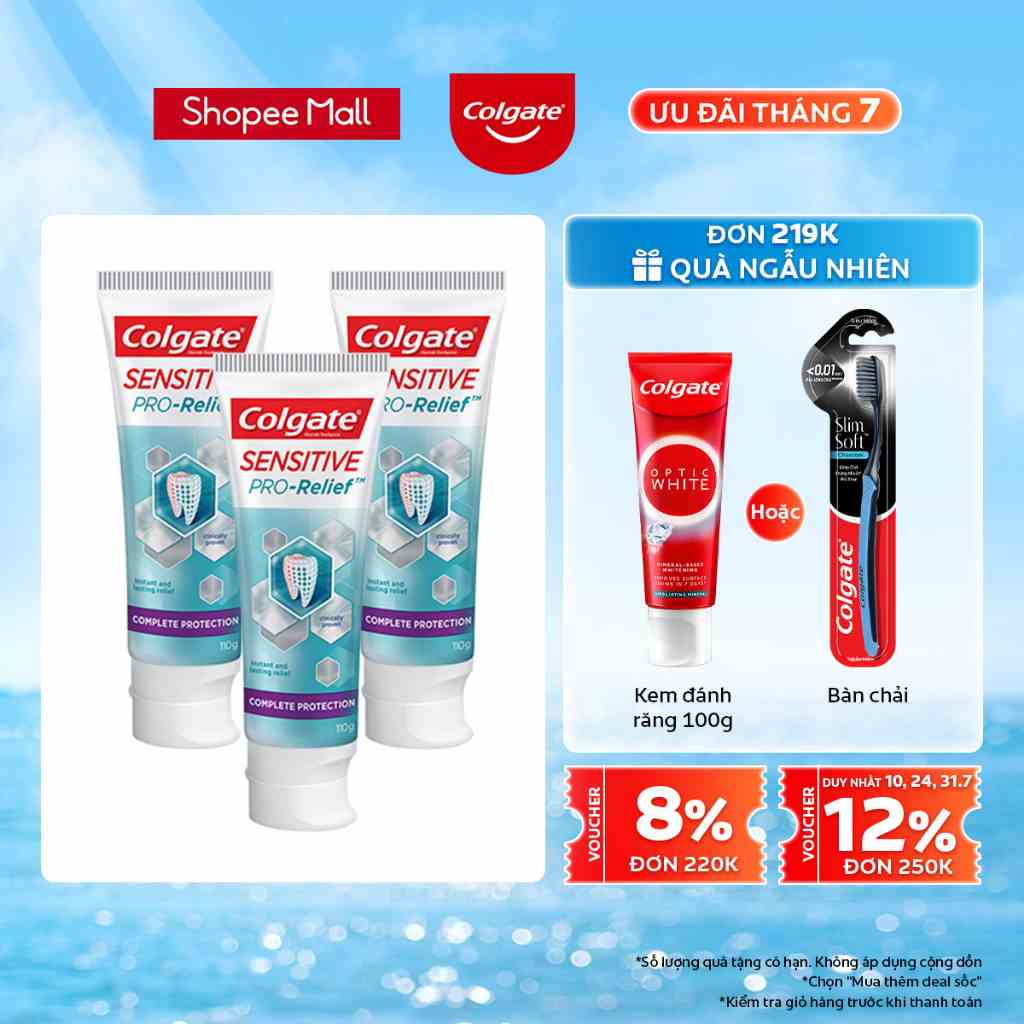 Bộ 3 Kem đánh răng Colgate ngăn ê buốt Sensitive Pro Relief cho răng nhạy cảm 110g