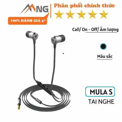 Tai nghe nhét tai có dây có mic Rockspace Mula S Stereo Earphone Tarnish chân cắm 3.5 nghe nhạc chơi game, BH 1 năm