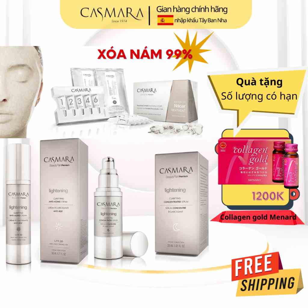 Bộ xóa nám trắng da toàn diện CASMARA Hiệu quả nhanh rõ rệt, dứt điểm nám, Dưỡng trắng, phục hồi, chống lão hóa