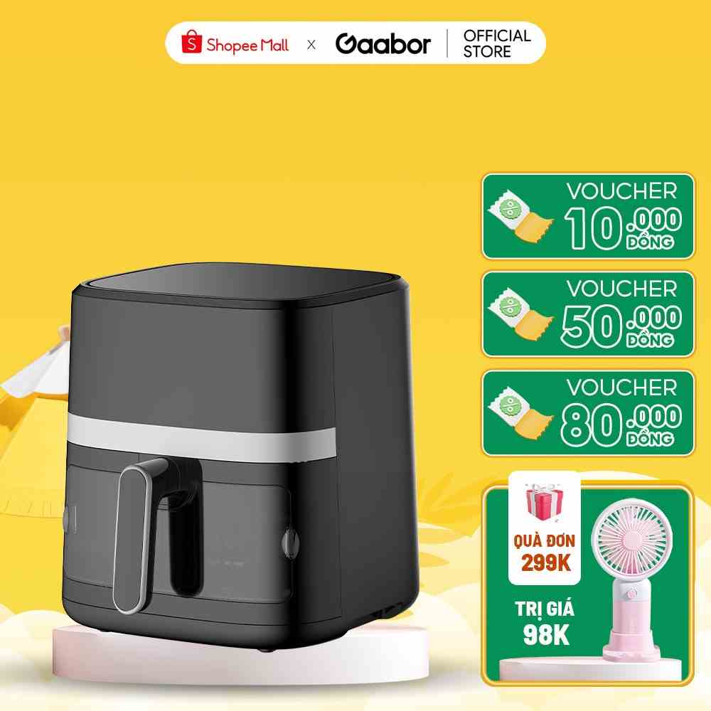 Nồi chiên không dầu GABOR AF65T-BK01A dung tích 6.5L công suất 1500W cửa kính trong suốt có đèn, màn hình cảm ứng - Hàng