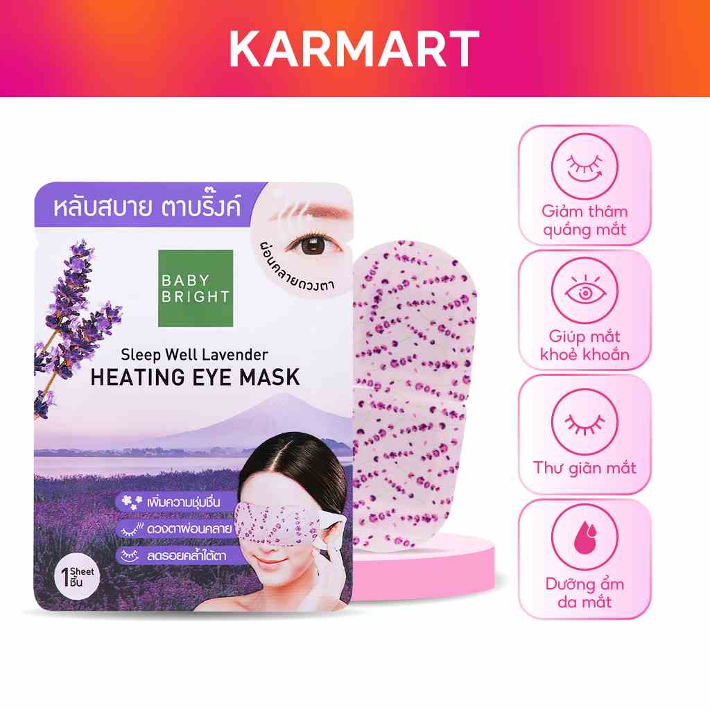 Combo 4 Miếng Mặt Nạ Tạo Nhiệt Giảm Quầng Thâm Và Bọng Mắt Baby Bright Sleep Well Lavender Heating Eye Mask 15g