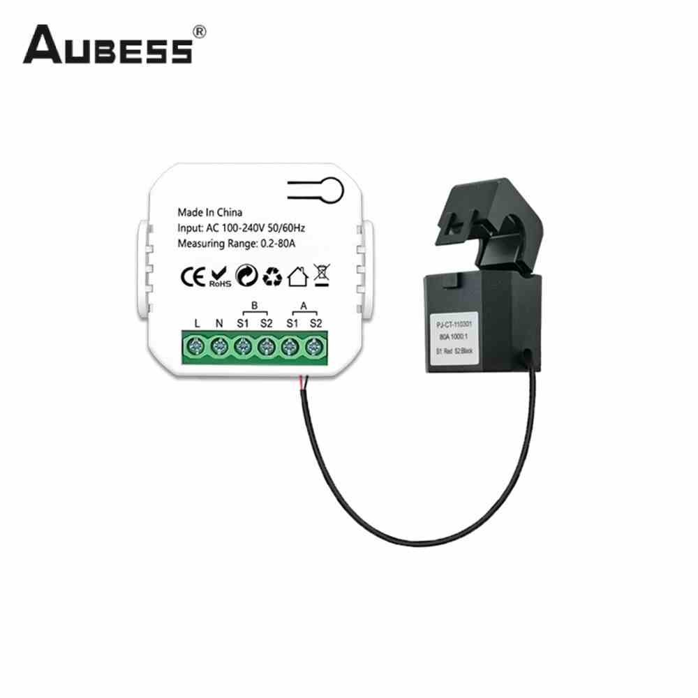 Aubess Smart 2 Way Wifi Energy Meter Bidirection 1/2 Channel With Clamp App Monitor Năng lượng mặt trời được sản xuất và tiêu thụ Ac110v 240v