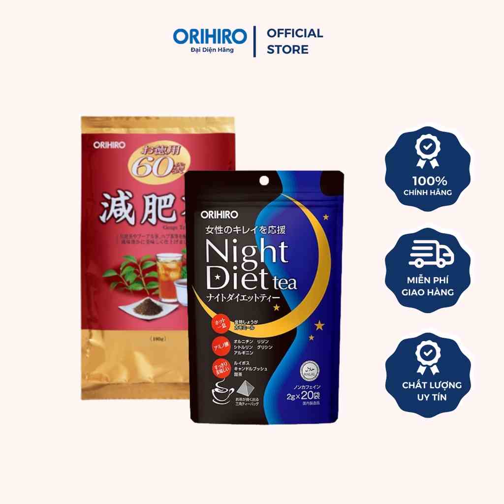 Combo Hỗ trợ Giảm mỡ thừa Orihiro hiệu quả ( Genpi + Trà 20 )