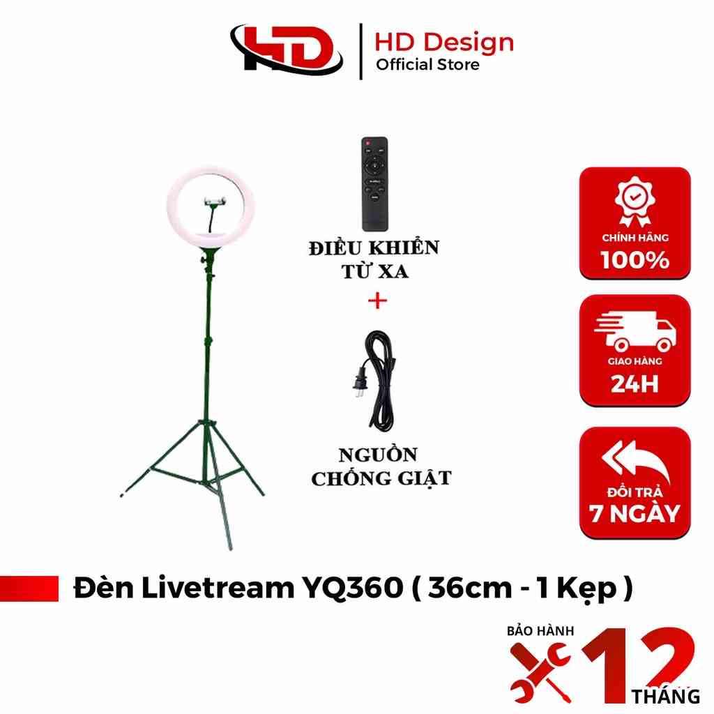 Đèn livestream 36cm YQ360 và chân 2m1 hỗ trợ chụp ảnh, bán hàng, make up có điều khiển từ xa- Chính Hãng HD DESIGN