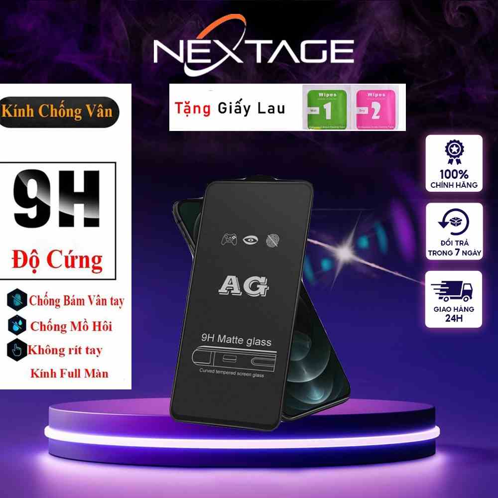 Kính Cường Lực iP Chống Vân Tay, Mồ Hôi AG Full Màn Hình, Cho Mọi Dòng Máy iP - Chính Hãng NEXTAGE