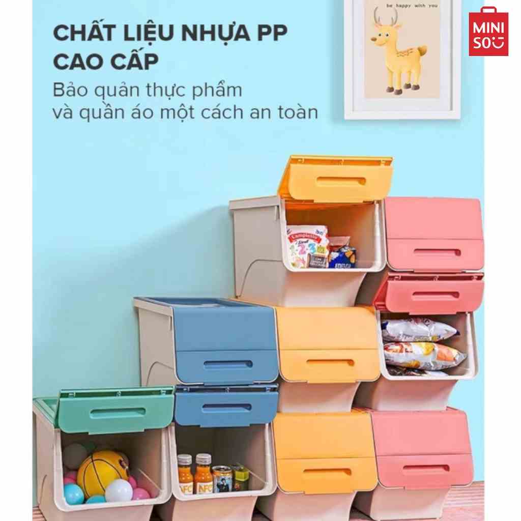 Hộp nhựa đựng đồ Miniso đa năng có nắp cỡ nhỏ tiện lợi (Hồng/Xanh)