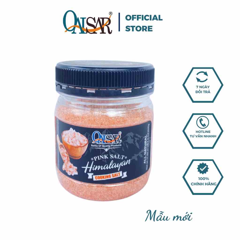 Muối Hồng Himalaya Qaisar Premium mẫu mới tinh khiết, giàu khoáng chất 500gr