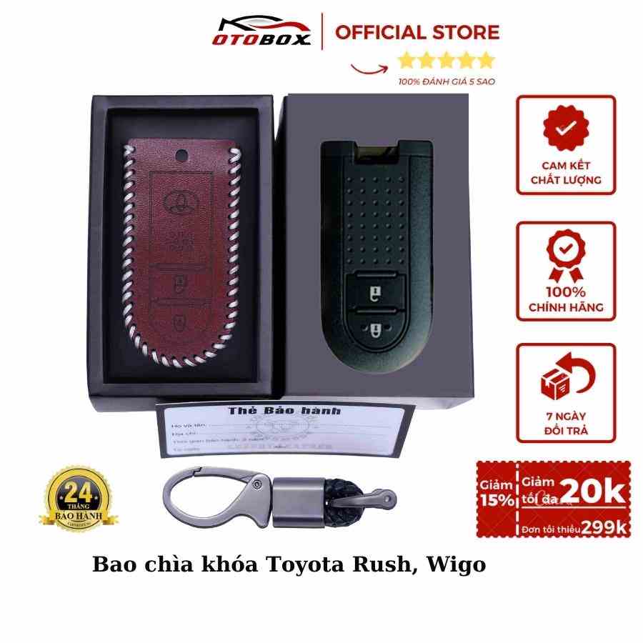 Bao da chìa khóa ô tô xe hơi Toyota rush wigo, bọc chìa khóa smartkey da thật chống xước chính hãng OTOBOX