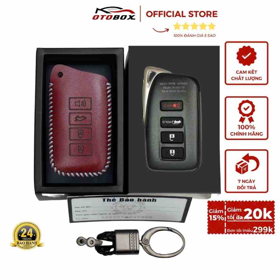 Bao da chìa khóa ô tô xe hơi Lexus 4 nút, bọc chìa khóa smartkey da thật chống xước chính hãng OTOBOX