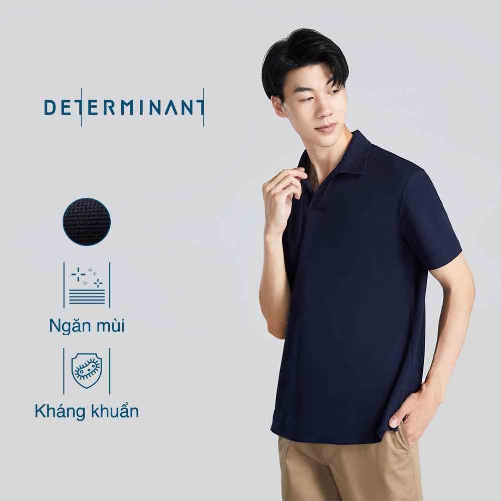 Áo thun nam polo cao cấp DETERMINANT tay ngắn - kháng khuẩn - 100% cotton - cổ không nút - màu navy - P04