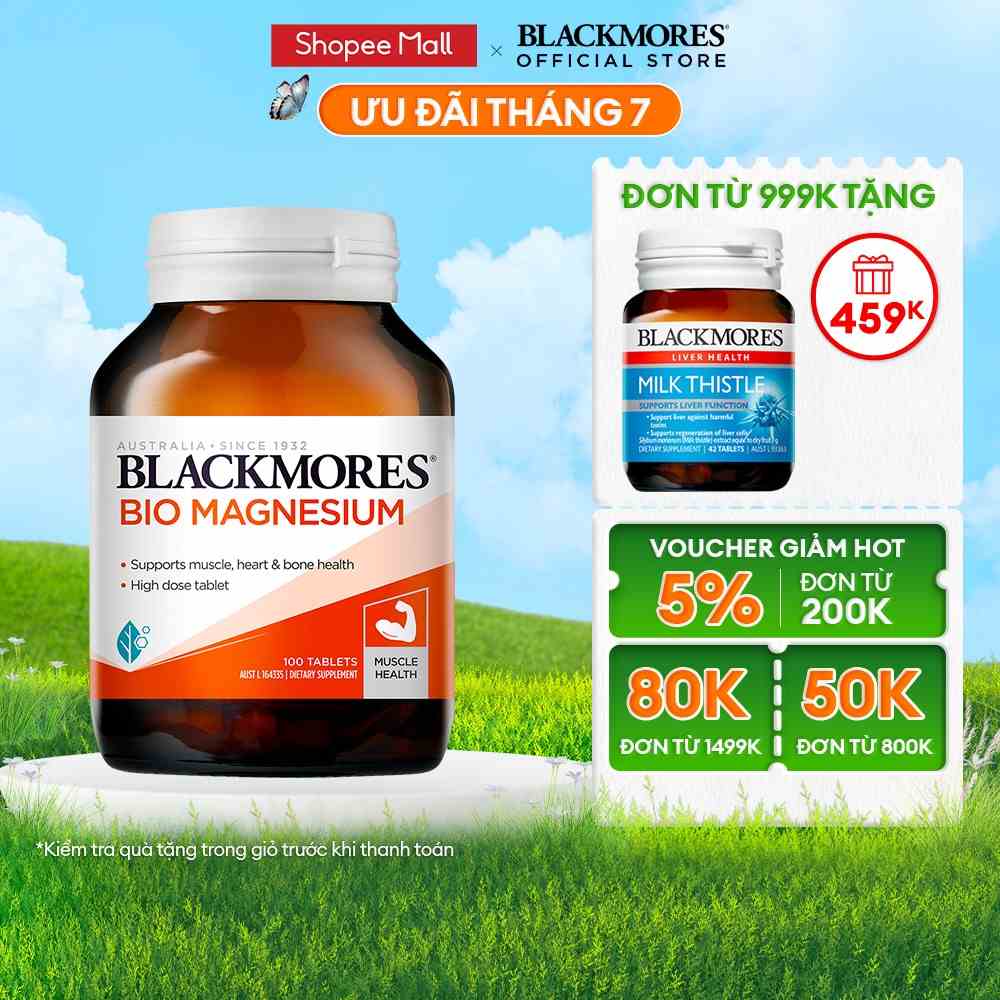 Viên Uống Bổ Sung Magie Hỗ Trợ Cơ Bắp Ngăn Ngừa Chuột Rút Blackmores Bio Magnesium Lọ 100 Viên