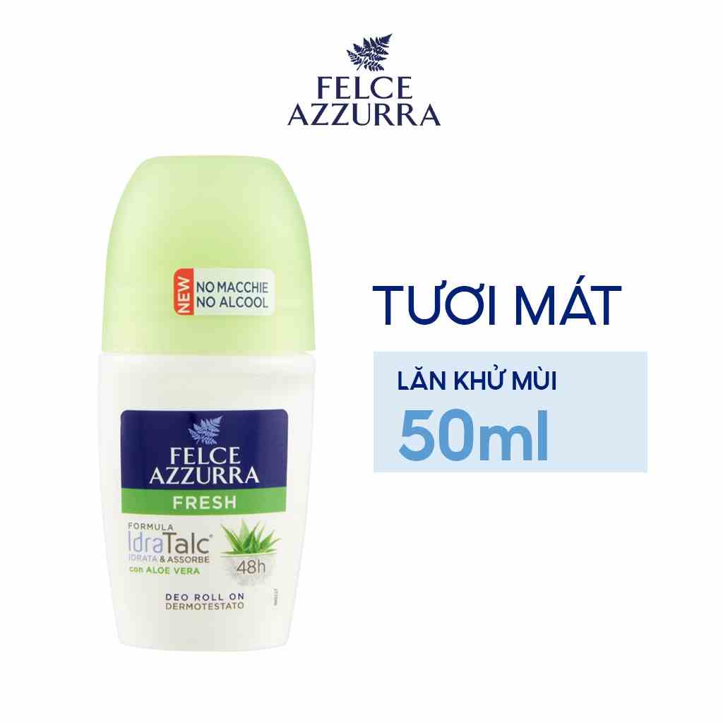 [Mã BMLT35] Lăn Khử Mùi Nữ FELCE AZZURRA Hương Nước Hoa Tươi Mát Tinh Nha Đam & Dưa Chuột, Ngăn Mùi 48h 50ml - 80818175