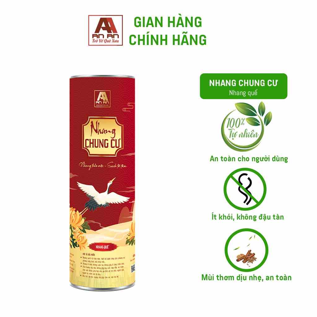 Nhang chung cư An An hương quế dài 23cm, ít khói không hóa chất chiết xuất hoàn toàn từ thiên nhiên.