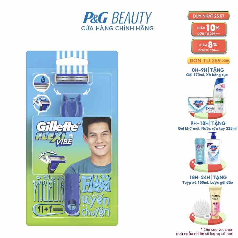 Dao Cạo Râu GILLETTE Flexi Vibe Hộp 1 Cán Dao Và 1 Lưỡi