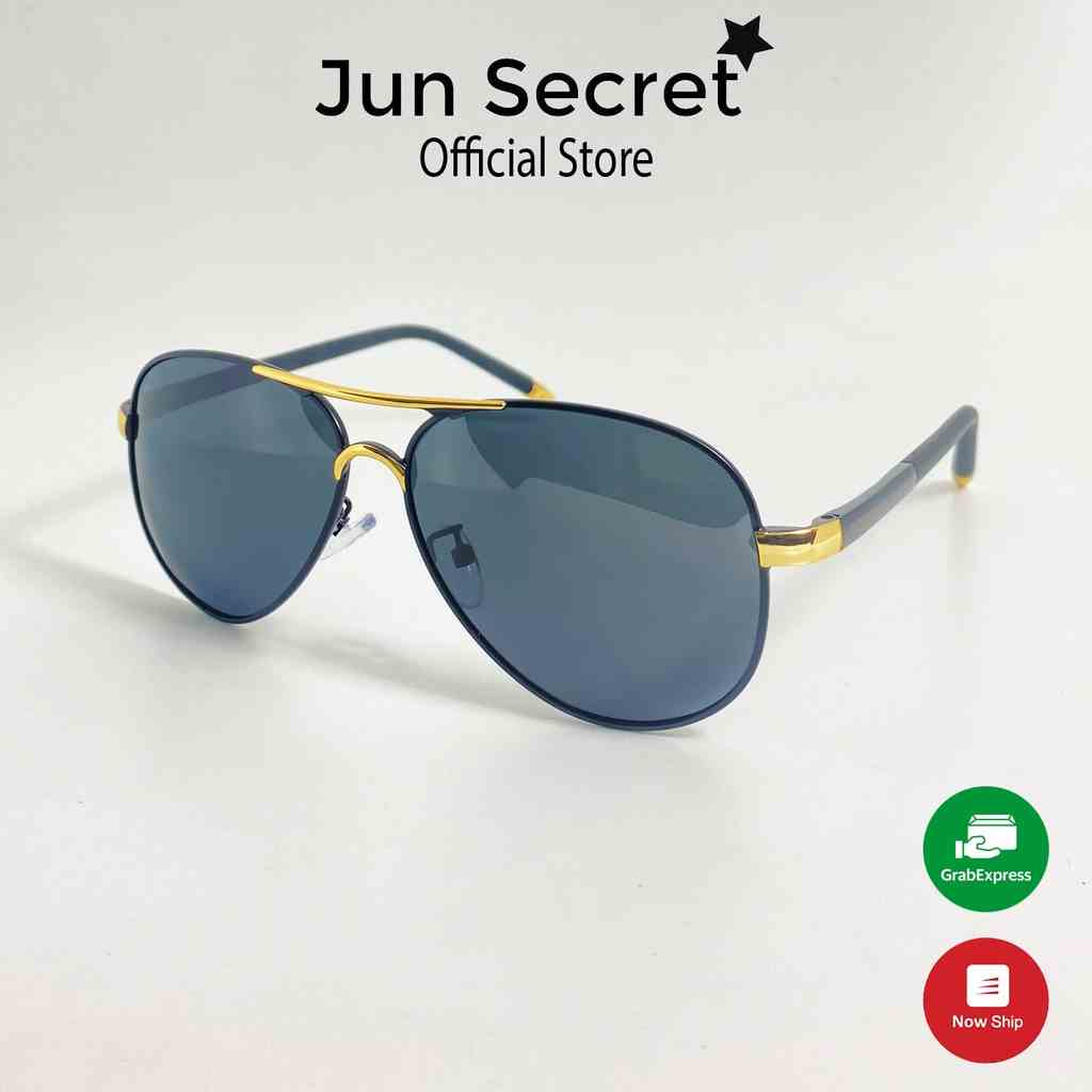 Kính mát nam thời trang cao cấp Jun Secret form ôm mặt, tròng đen chống nắng, chống tia UV JS85A03DEN