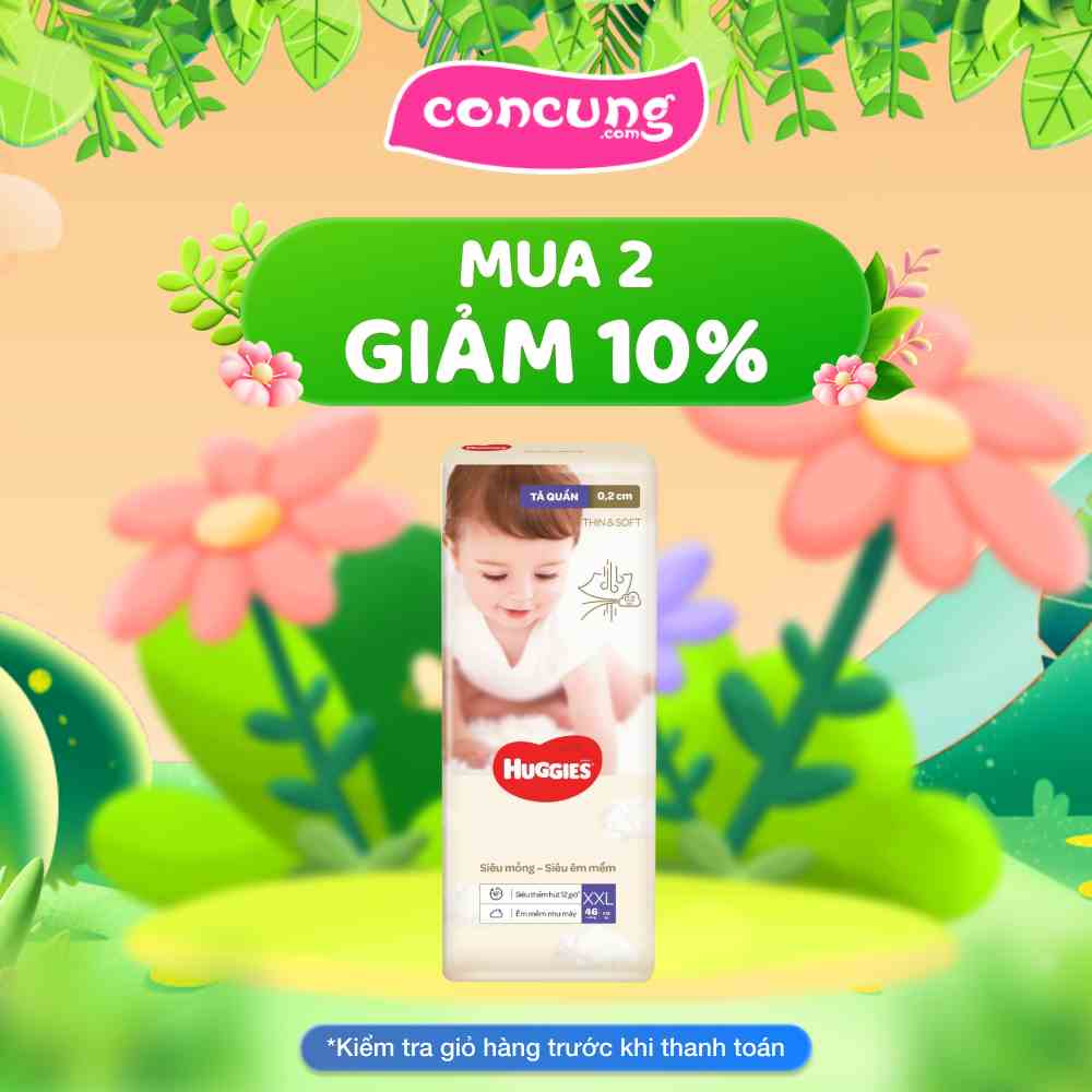 Bỉm tã quần Huggies Thin & Soft size XXL trên 15kg 46 miếng