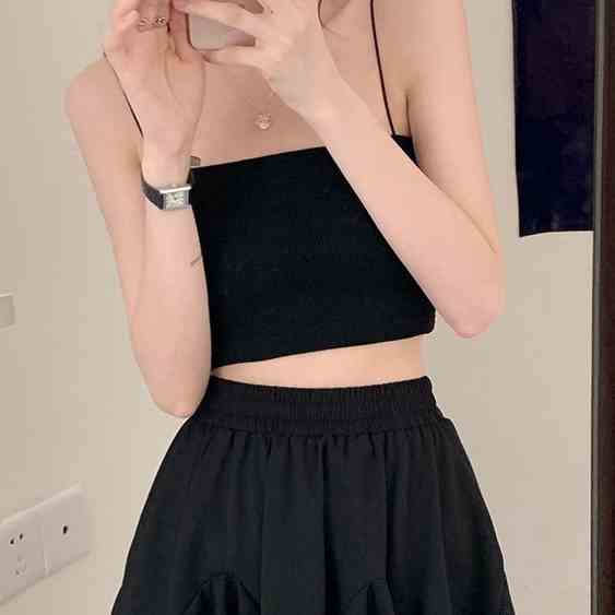 [Mã BMLTB35 giảm đến 35K đơn 99K] Áo bra hai dây sợi thun croptop CERA-Y màu đen/ màu trắng chất vải bozip CRA082