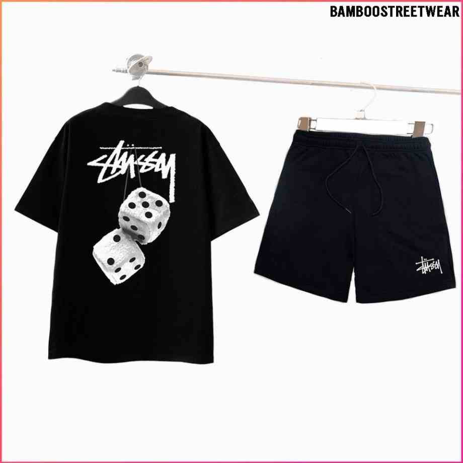 Bộ Thể Thao Nam Nữ STUSSY SX BamBoo Bộ Quần Áo thun Unisex STUSSY BLACK JACK GẤU 2022 (BỘ 140-141)