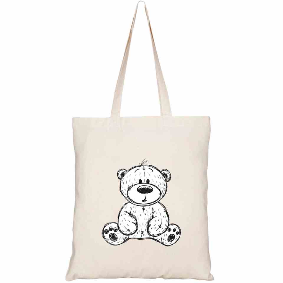 Túi Tote GINKO Vải Canvas có dây kéo khóa (có túi con)  in hình drawing teddy bear isolated on HT439