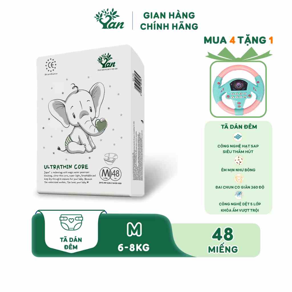 [Mã BMLTB35 giảm đến 35K đơn 99K] Tã dán Angel YAN Ultrathin Core size M48