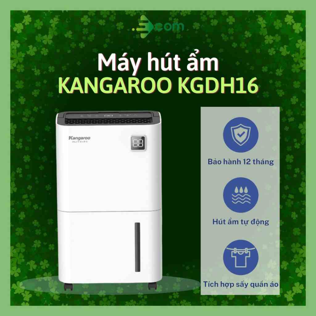 Máy hút ẩm Kangaroo KGDH20 tích hợp sấy quần áo, bình chứa 2L phù hợp diện tích dưới 32m2