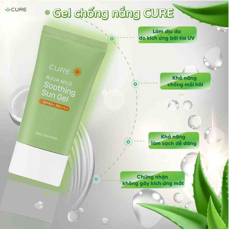 [Mã BMLTB35 giảm đến 35K đơn 99K] Kem Chống Nắng Tinh Chất Lô Hội CURE Aqua Mild Nhập Khẩu Hàn Quốc 50ml