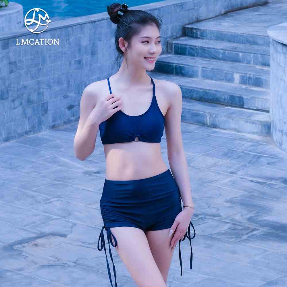 Bộ đồ đa năng Gym-to-swim LMcation - Áo bikini thể thao đa năng LMcation Krista & Quần bơi đùi LMcation Ada - Xanh đen