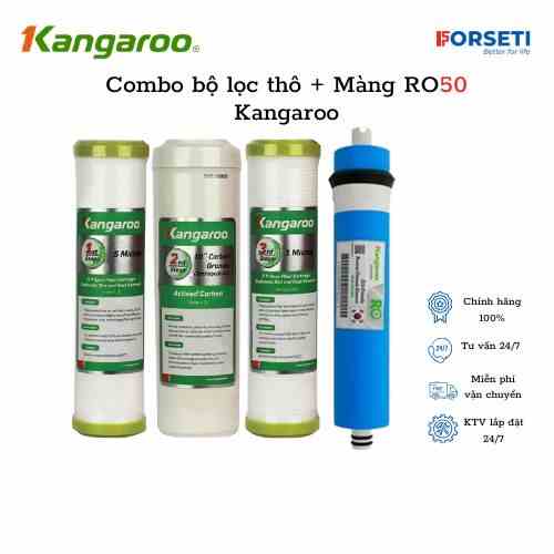 [Mã BMLTB200 giảm đến 100K đơn 499K] Combo bộ lọc thô 123 và màng RO cho máy Kangaroo