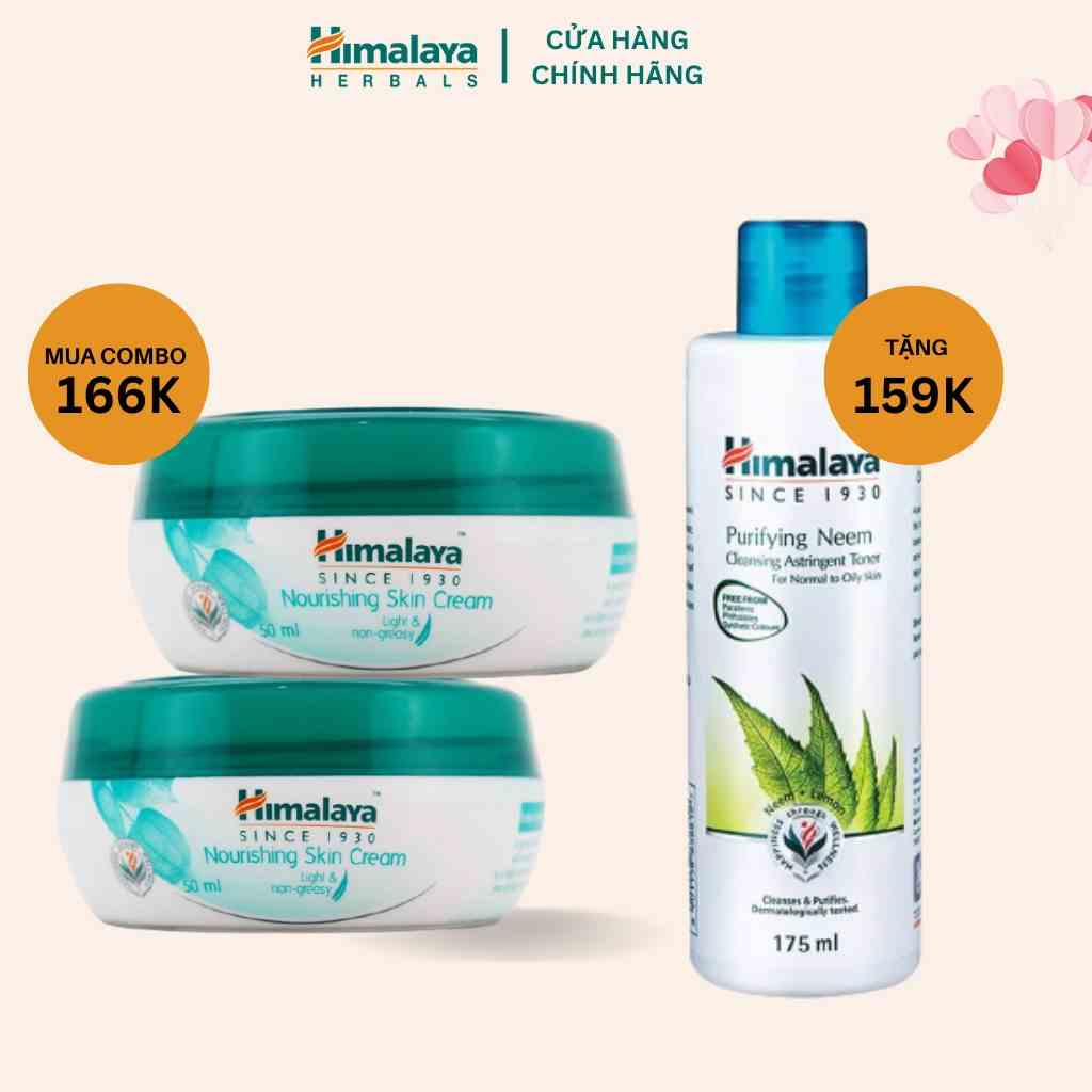 Combo 2 kem dưỡng ẩm se nhỏ lỗ chân lông Himalaya Nourishing Skin Cream TẶNG Toner neem giảm mụn 175ml