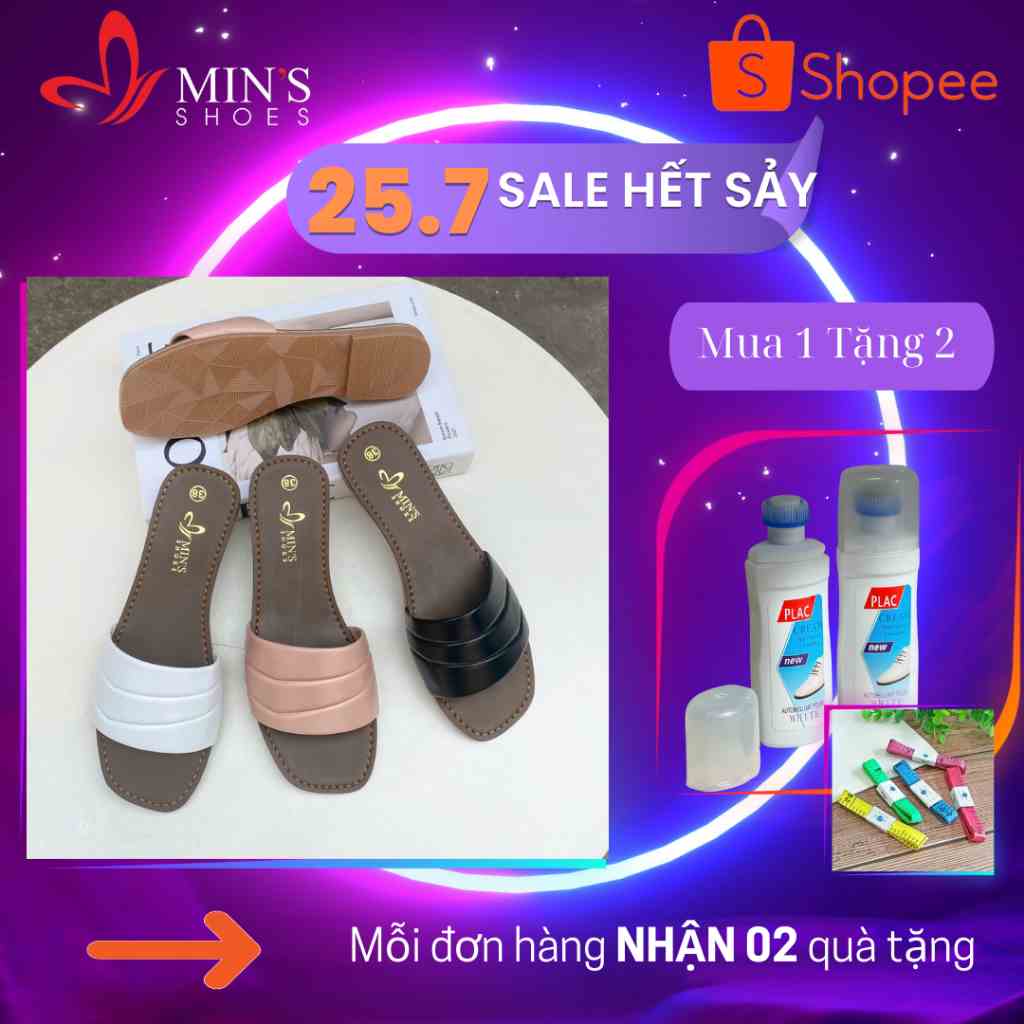 (MUA 1 TẶNG 2 - DUY NHẤT 25-27/07) Mins Shoes - Dép Quai Da Cao Cấp S482