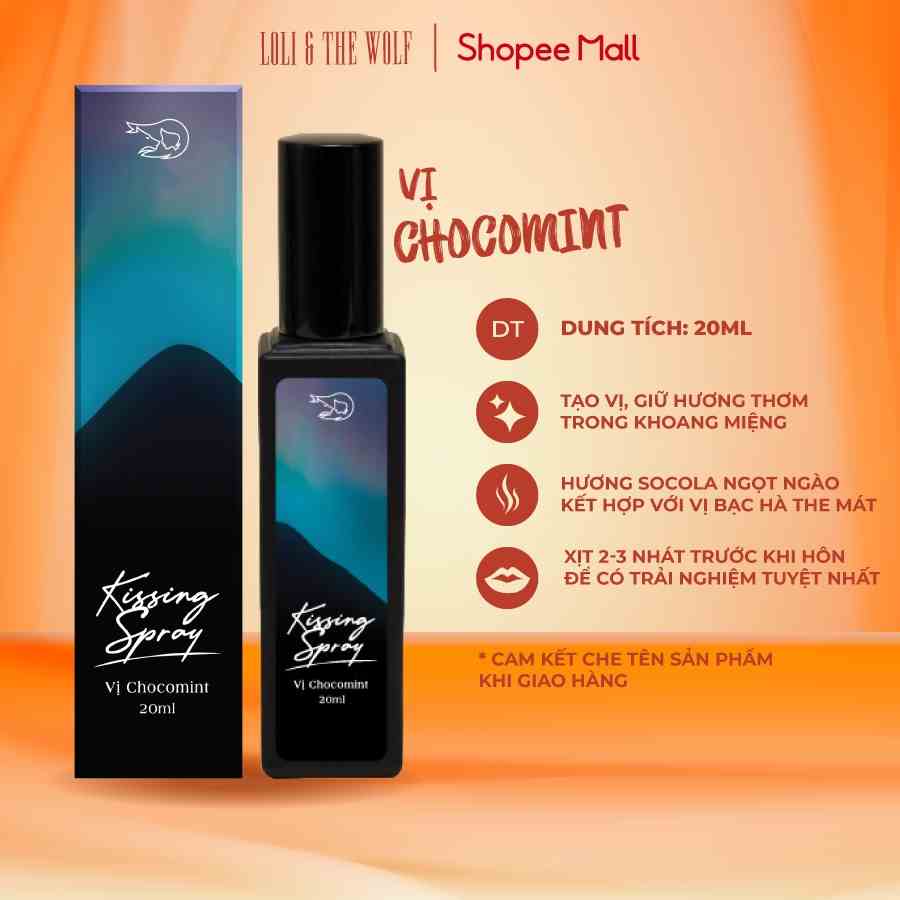 Xịt Thơm Miệng Kissing Spray Loli And The Wolf Vị Chocomint Ngọt Thơm Hương Bạc Hà 20ml