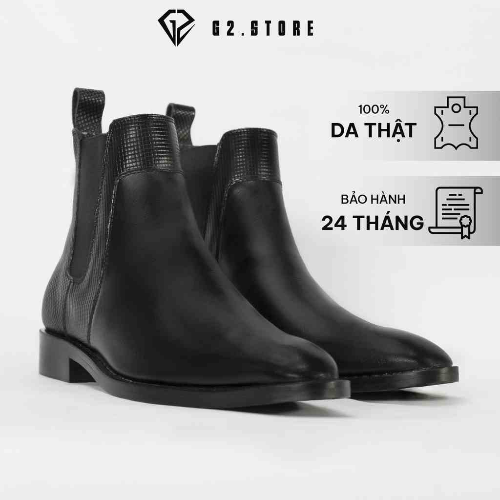 Giày da nam G2 dáng chelsea boot cao cổ phong cách công sở bằng da bò nappa đế phíp gỗ sang trọng tăng chiều cao 3cm