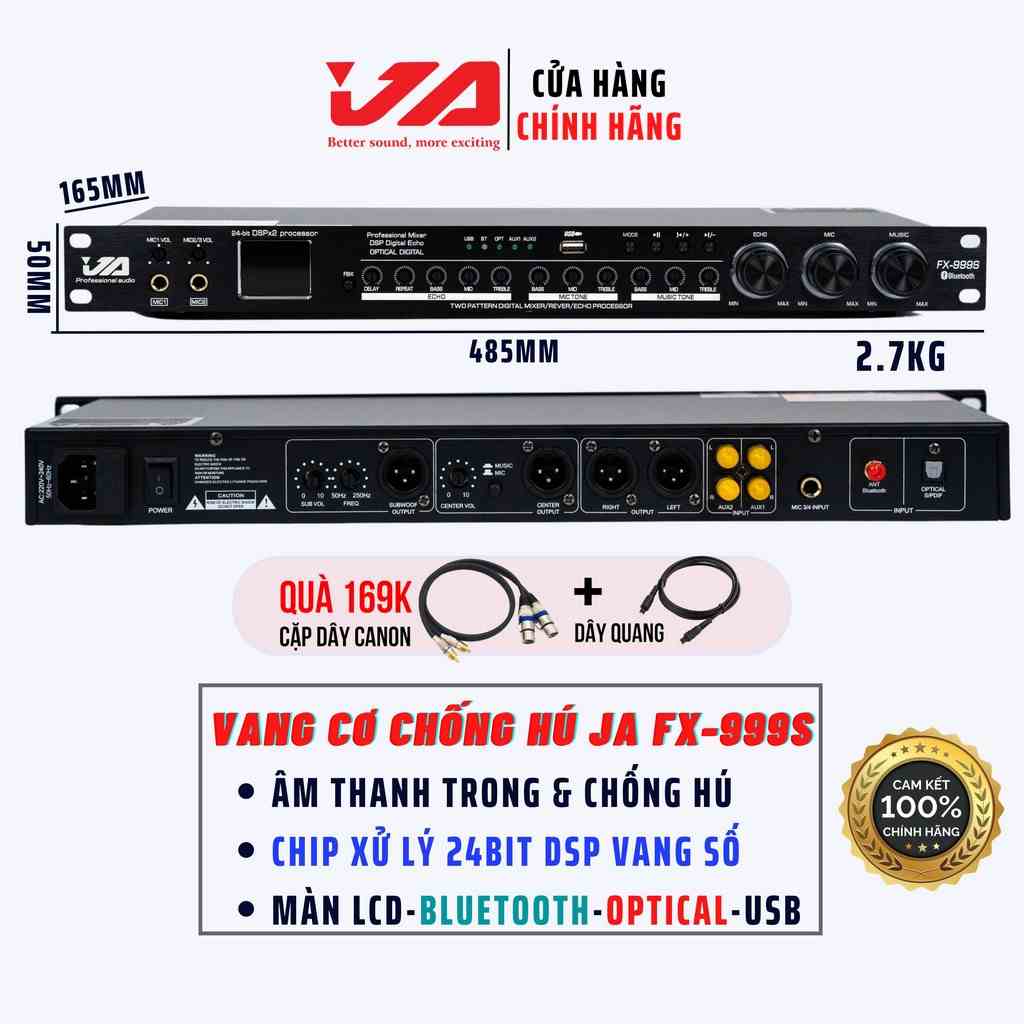 Vang Cơ Karaoke Chống Hú JA Fx-999S Chính Hãng Bluetooth-Optical-USB, Chất Âm Trong-Sáng Tiếng, Bộ Quà 169k-JA Audio