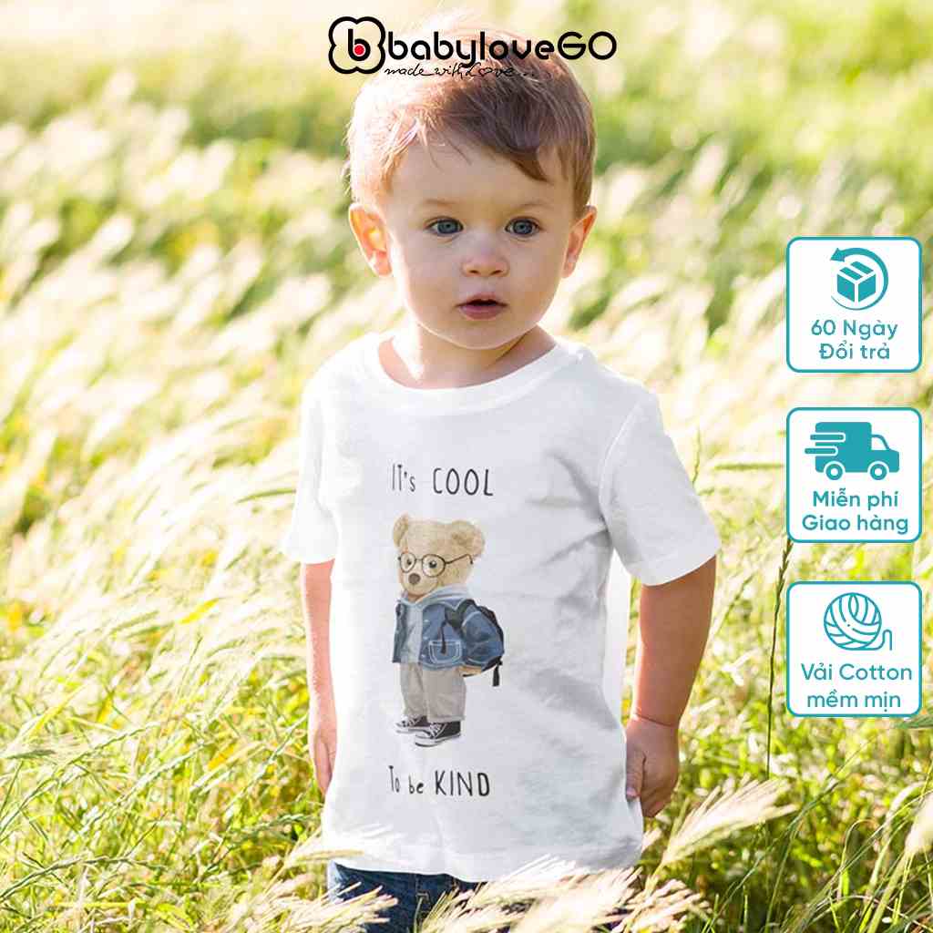 Áo thun bé trai cộc tay BabyloveGO áo phông cho bé in hình độc đáo chất cotton thoáng mát