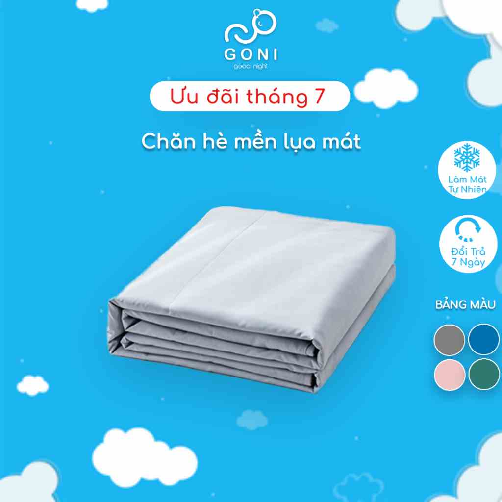 Chăn hè mền lụa mát Goni làm mát tự nhiên kích thước 1m5 x 2m, 2m x 2m3