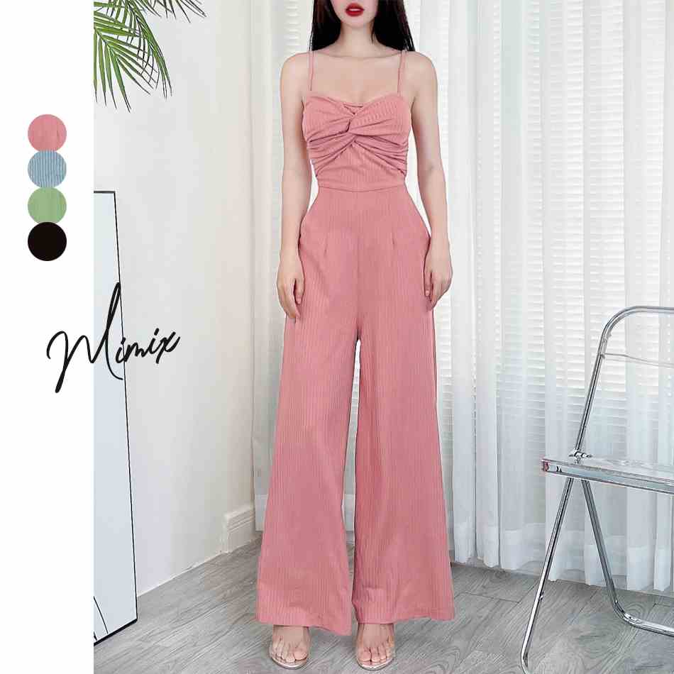 Jumpsuit trơn 2 dây trơn xoắn ngực MIMIX CZ8195