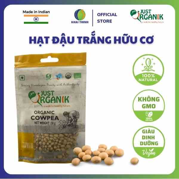 Hạt Đậu Trắng Hữu Cơ Just Organik Nhập Khẩu Ấn Độ Dành Cho Người Ăn Kiêng Dinh Dưỡng Cho Mẹ Bầu 50g